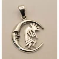 925 Sterling zilveren hanger indiaan op maan - zilveren hanger van medicijn man op maan - hanger van dansende indiaan op maan gemaakt van zilver - prachtige indianen hanger voor aan halsketting