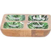 Cosy@home APEROSCHAALTJE JUNGLE GROEN 20,5X20,5XH4CM VIERKANT HOUT