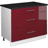 Vicco Keukenonderkast Fame-Line, Bordeauxrode hoogglans/Wit, 100 cm, WB Antraciet