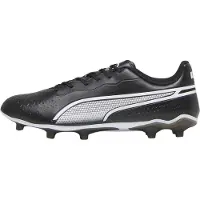 Puma Heren King Match Synthetisch Leder Stevige Grond Voetbalschoenen (Zwart, Wit)