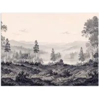 PosterMonkey Poster 160x120 cm - Mistig - Berglandschap - Illustratie - Posters - Kamer decoratie - Wanddecoratie woonkamer - Muurdecoratie slaapkamer XXL