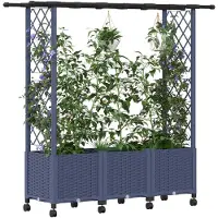 vidaXL Verhoogd Bed met Trellis en Dak Grijs 162,5 x 40 x 142 cm PP
