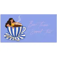 PosterMonkey Poster 40x20 cm - Mok - Koffie - Vrouw - Paars - Posters - Kamer decoratie - Wanddecoratie woonkamer - Muurdecoratie slaapkamer
