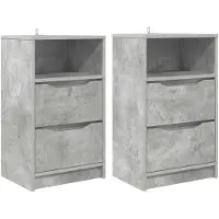 vidaXL Nachttafels 2 st Beton Grijs 40 x 30 x 467 cm Bewerkt hout