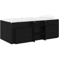 vidaXL Hemelbed met kast, 3 stuks, zwart, houtvezel