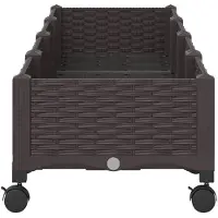 vidaXL Tuin planter met wielen Bruin 160 x 40 x 29 cm PP