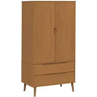 vidaXL Kledingkast MOLDE Karamel 90 x 55 x 175 cm Massief grenenhout