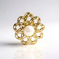 Cavill - 925 Sterling Zilver Verguld Hanger - Witte Zoetwaterparel 7mm - Elegante Filigrain Bloem Sieraden Dames