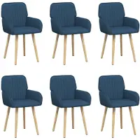 vidaXL Eetstoelen 6 st Stof Blauw 56,5 x 50 x 87,5 cm