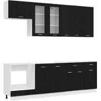 vidaXL Keukenblok LYON 8 pcs Zwart eiken Bewerkt hout