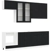 vidaXL Keukenblok LUCCA 8 st Zwart Bewerkt hout