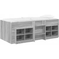 vidaXL Loft Bed Frame met Kast 3 st Grijs Sonoma Bewerkt hout