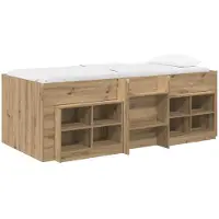 vidaXL Loft Bed Frame met Kast 3 st Artisanaal eiken Bewerkt hout