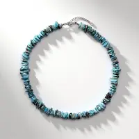 Cavill - Larimar Halsketting 3,25 ct - 925 Gerhodineerd Sterling Zilver - Verstelbare Ketting 42-47 cm - Hemelsblauw Boho Sieraad voor Dames