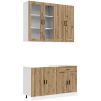 vidaXL Keukenblok PORTO 4 st Artisanaal eiken Bewerkt hout