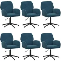 vidaXL Draaibureau stoelen 6 st 54 x 55 x 90 cm Blauw fluweel