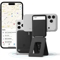 MOFT Tripod Wallet | Kaarthouder & Uitklapbare Standaard 20CM | Compatibel met MagSafe | met Zoek Mijn-App | MOVAS Vegan Leer | Magnetische Portemonnee 2 Pasjes | Zwart