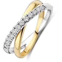 Blush lab diamonds geelgouden ring kruisende banden 14k bicolor goud lg1054b-54