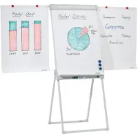 Franken Flipchart PRO Deluxe Standaard FC84, vierpootstandaard, in hoogte verstelbaar, magnetisch, 2 zijarmen, dienblad, bord 670 x 950 mm