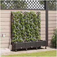 vidaXL Tuin Plantenbak met Irrigatie en Wielen 3 st Bruin PP