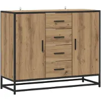 vidaXL Dressoir Artisanaal eiken 92 x 35 x 76 cm Bewerkt hout