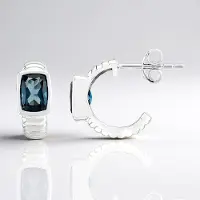 Cavill - Zilveren Oorbellen - 925 Sterling Zilver met Palladium - 1,87 ct Antiek Geslepen Londen Blauwe Topaas - Tijdloze Elegantie - 13 mm