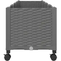 vidaXL Tuin planter met wielen Lichtgrijs 160 x 40 x 44 cm PP