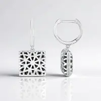 Cavill - Zwarte Spinel Oorbellen 1,895 Ct - 925 Sterling Zilver Platina Verguld - Modern Geometrisch Rond Elegant Design - Luxe Dames Sieraden