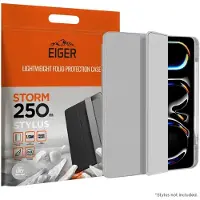 EIGER Storm 250m Stylus Hoes Geschikt voor iPad Pro 13 (2024/2025) - Hoes met Penhouder - Met Slimme Sleep / Wake Functie - Grijs