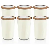 Vip Ahmet - Ronde Voorraadpotten Set - 6 Stuks - 6 x 1 L - Crème - BPA-vrij - Vaatwasserbestendig