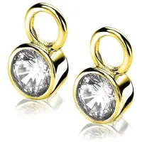 Zinzi zilveren oorbedels 14K geelverguld 7mm rond wit ZICH1486Y (zonder oorringen)