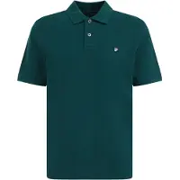 Fundamentals - Heren regular fit polo met structuur en embroidery - Regular fit - Groenblauw - Katoen - Maat: M