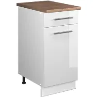 Vicco Onderkast voor spoelbak/kookplaat Fame-Line, Wit Hoogglans/Wit, 40 cm, WB Eik