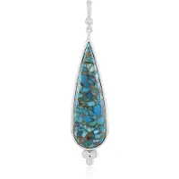 Cavill - Zilveren Hanger - 925 Sterling Zilver Platina - Blauwe Mohave Turkoois 14,959 ct Peervorm - 4 Zirkonen - Elegant Druppelvormig Sieraad