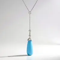 Cavill - Zilveren Halsketting - 925 Sterling Zilver Gerhodineerd - Azuurblauwe Kwarts 15,3 ct - Fancy Geslepen Druppelhanger - Elegante Sieraden