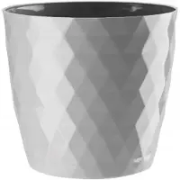 Galicja Ronde grijze plastic bloempot 12 cm Cristal