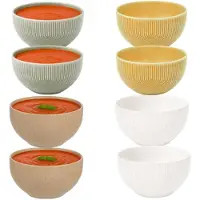 Secret De Gourmet Soepkommen Memphis - D14 cm - groen / geel / beige/ wit - 8x stuks - keramiek