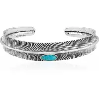 Cavill - Verstelbare Armband - 925 Sterling Zilver - Blauwe Kingman Mohave Turkoois 1,5 ct - Geoxideerd Golfpatroon - Elegante Dames Sieraden