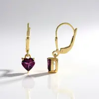 Cavill - Zilveren Oorbellen - 925 Sterling Zilver Verguld - 2 Naktamunda Rhodolieten Hartvormig - 1,532 ct - Elegant Comfortabel Paarse Oorbellen