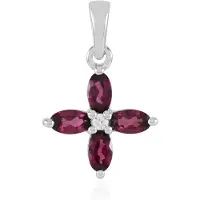 Cavill - Luxe Zilveren Hanger met 1,124 ct Rhodolieten & Zirkoon - 925 Sterling Zilver met Platina - Ovale Edelstenen - Elegante Sieraden voor Dames