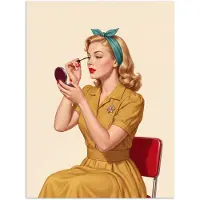PosterMonkey Poster 120x160 cm - Illustratie - Mascara - Vrouw - Geel - Posters - Kamer decoratie - Wanddecoratie woonkamer - Muurdecoratie slaapkamer XXL