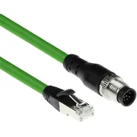 ACT SC3818 Industriële Sensorkabel | M12A 8-Polig Male naar RJ45 Male | Ultraflex SF/UTP TPE kabel | Afgeschermd | IP67 | Groen | 15 meter