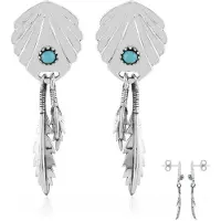 Cavill - 925 Sterling Zilveren Oorbellen - Blauwe Kingman Mohave Turkoois 0,235 ct - Ronde Cabochon - Handgemaakt Boho Veermotief