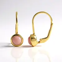 Cavill - Oorbellen 925 Sterling Zilver Verguld - 0,9 ct Peruviaanse Roze Opaal - Ronde Cabochon - Elegante Vrouwelijke Sieraden