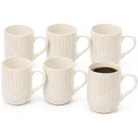 Secret De Gourmet koffie mok Memphis - 6x stuks - wit - 300 ml - drink mokken - keramiek - met stijlvol motief