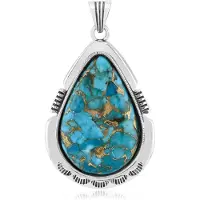 Cavill - Zilveren hanger - 925 sterling zilver - Blauwe Mohave koper turkoois 22,23 ct - Druppelvormige cabochon - Ambachtelijk design