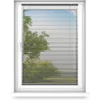 Fart Produkt time4blinds - Binnenjaloezieën Zonder Boren - Aluminium Jaloezieën - Aluminium Rolgordijnen voor Woonkamer, Slaapkamer, Keuken, Kantoor - met Koordgeleiders - Glanzend zwart, Rechts, 1100x300
