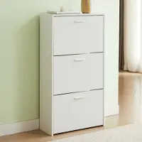 Casabel Moderne schoenenkast met 3 neerklapbare deuren - 18 paar schoenen - Schoenopbergkast van composiethout - Afmetingen: B60 x D24 x H113 cm