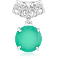Cavill - Zilveren hanger - 925 sterling zilver - Groene agaat 5,625 ct - Ronde agaat steen - Elegante sieraden dames zilver