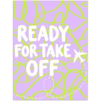 PosterMonkey Poster 30x40 cm - Ready for take off - Vliegtuig - Groen - Paars - Golvende lijnen - Posters - Kamer decoratie - Wanddecoratie woonkamer - Muurdecoratie slaapkamer